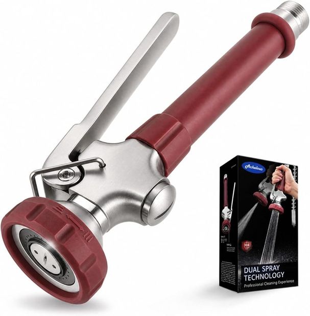 CFPJ-01-R commercial pre-rinse spray head, 304 stainless steel with red grip
